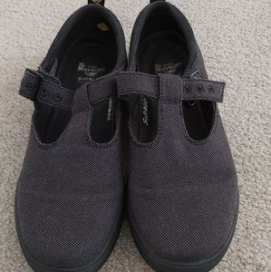 Dr. Martens Grey/Blue Canvas Platform Mary Jane Shoes